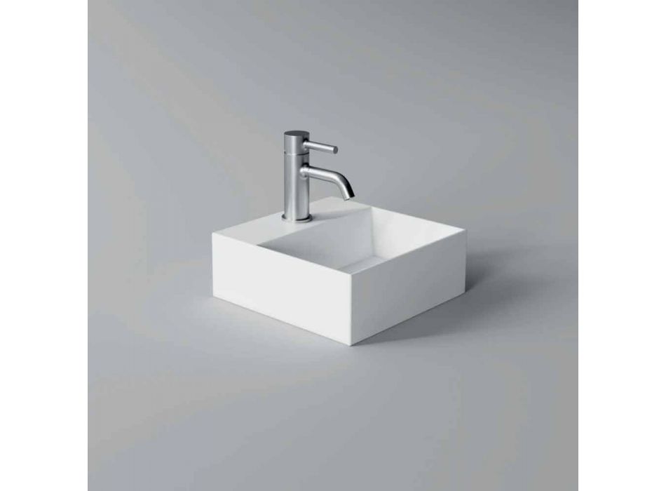 Lavabo en céramique de conception moderne carrée ou rectangulaire fabriqué en Italie - Loi Viadurini