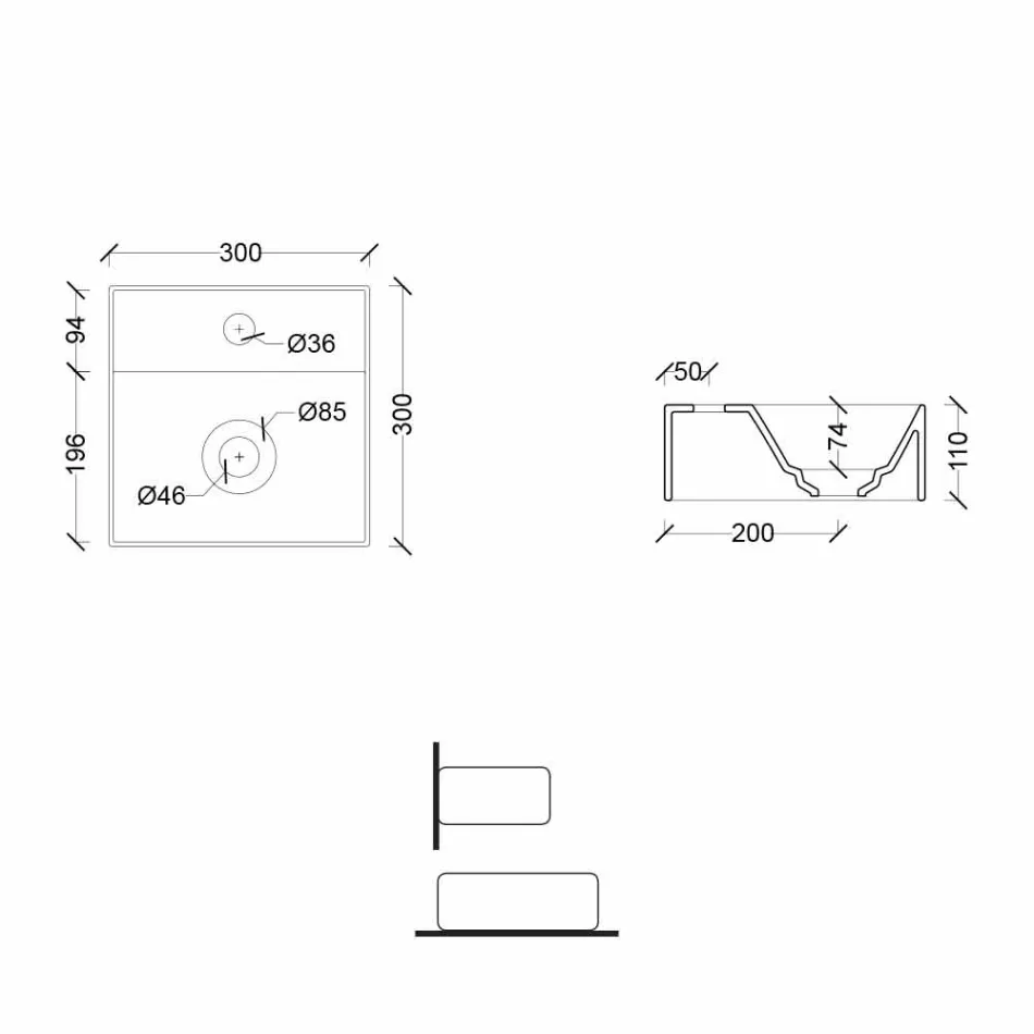 Lavabo en céramique de conception moderne carrée ou rectangulaire fabriqué en Italie - Loi Viadurini