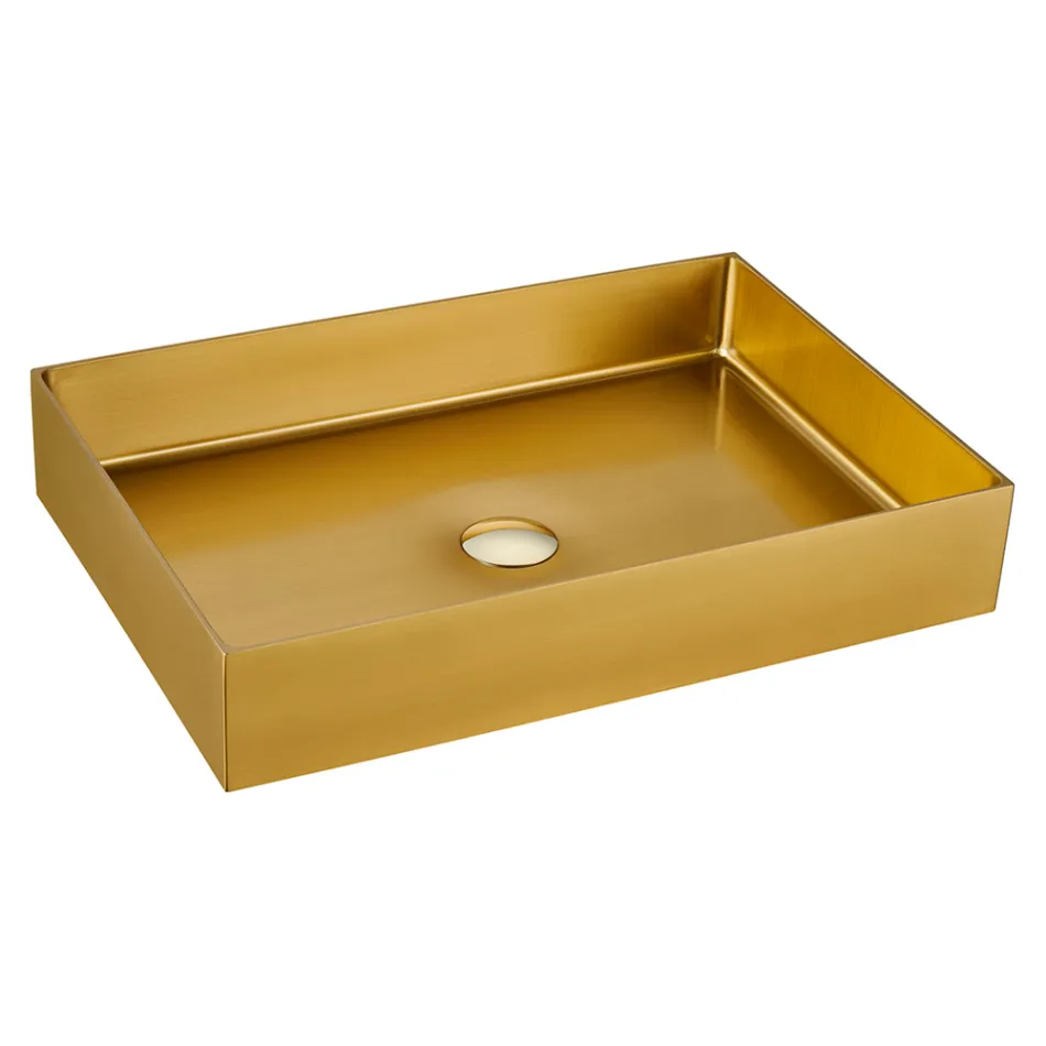 Lavabo à poser rectangulaire en acier inoxydable en différentes finitions - Camellia Viadurini