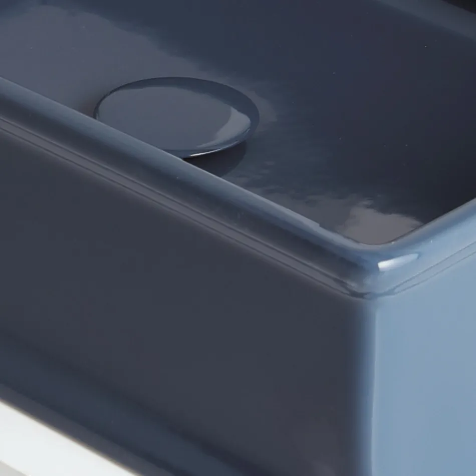 Lavabo à poser rectangulaire en céramique polie Made in Italy - Debora Viadurini