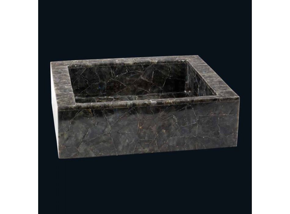 Rectangulaire lavabo en pierre labradorite support Zelig Viadurini
