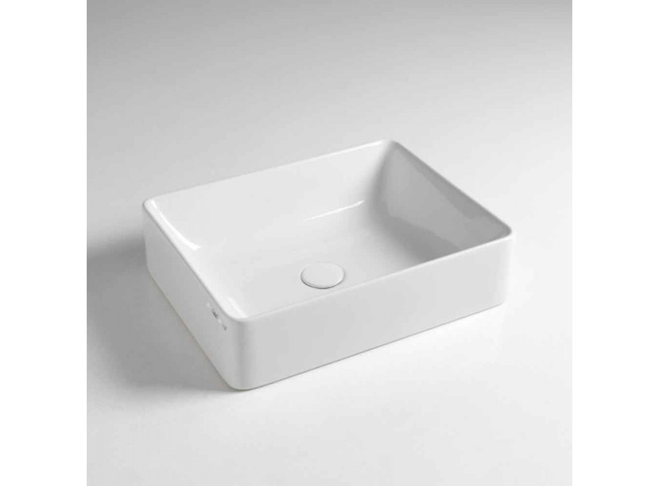Vasque à poser rectangulaire L 50 cm en céramique Made in Italy - Rotolino Viadurini