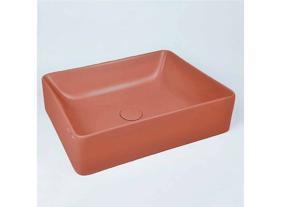 Vasque à poser rectangulaire L 60 cm en céramique Made in Italy - Rotolino Viadurini