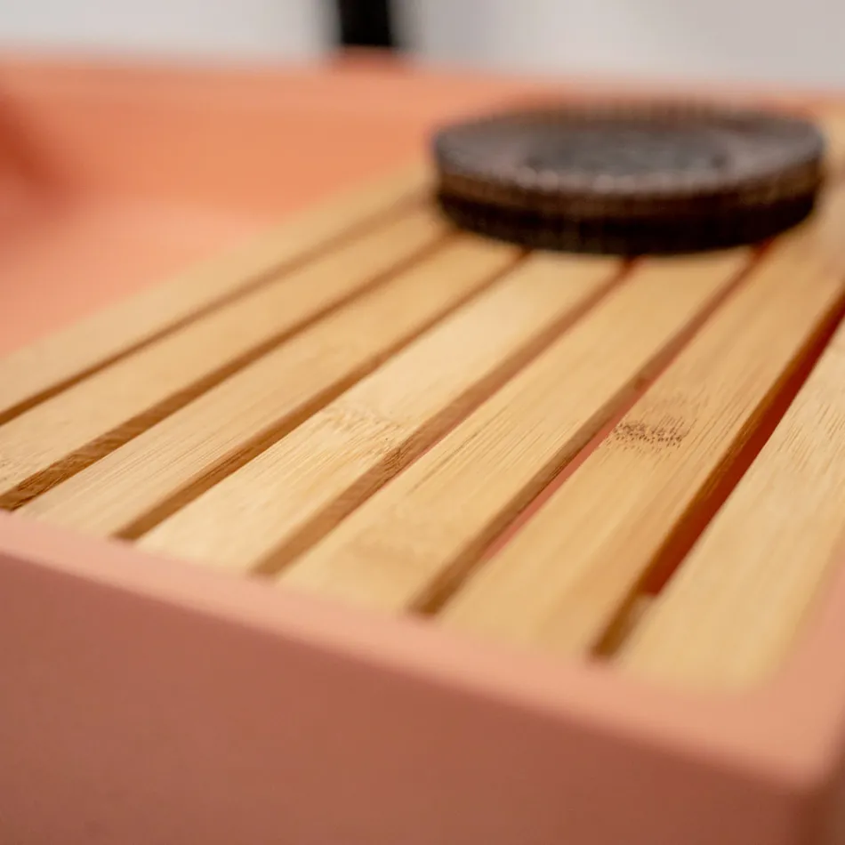 Vasque à Poser Rectangulaire en Terrazzo Orange du Mali - Azalée Viadurini
