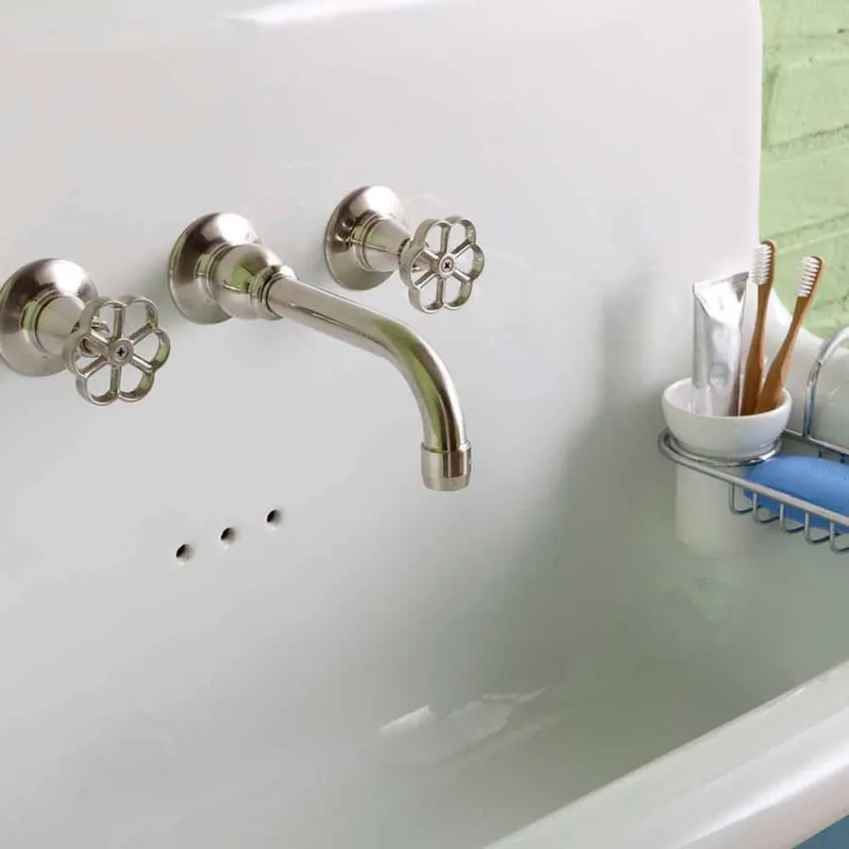 Lavabo rectangulaire mural en céramique genre vintage Henry Viadurini