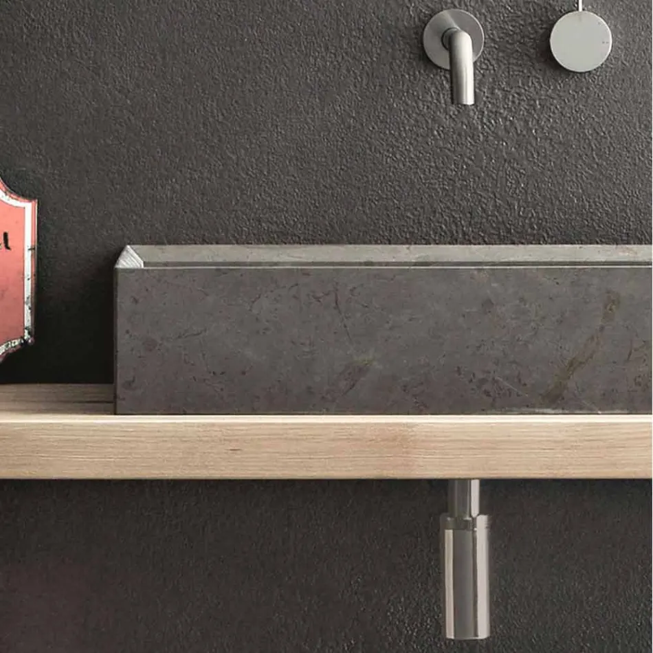 Vasque à poser rectangulaire et moderne en pierre design - Farartlav3 Viadurini