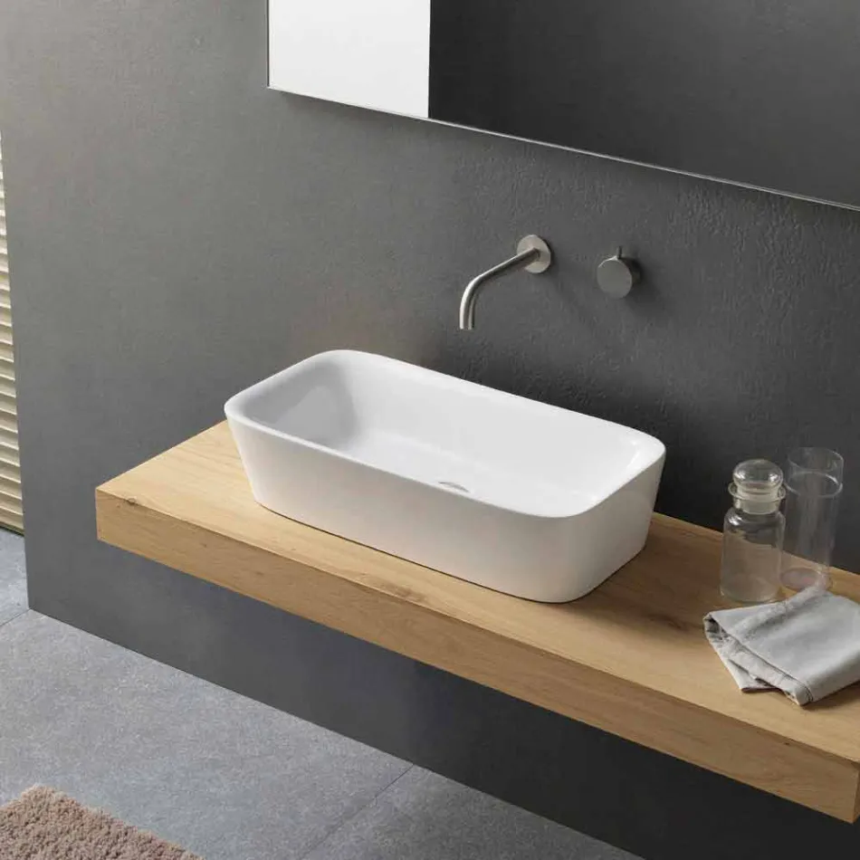 Lavabo à poser rectangulaire moderne au design céramique - Lipperialav1 Viadurini