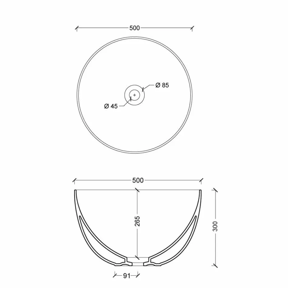 Lavabo rond en céramique blanche ou colorée Star Round50 Viadurini
