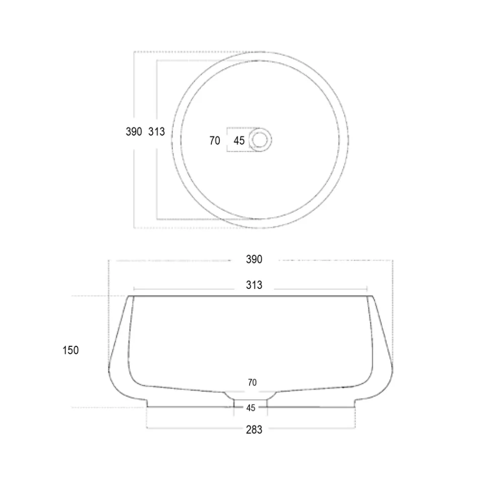 Vasque à poser ronde en ciment et résine - Ibisco Viadurini