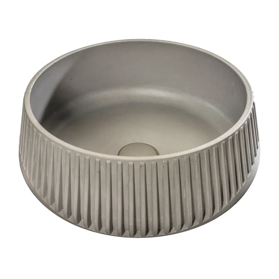 Vasque à poser ronde en ciment et résine - Ibisco Viadurini