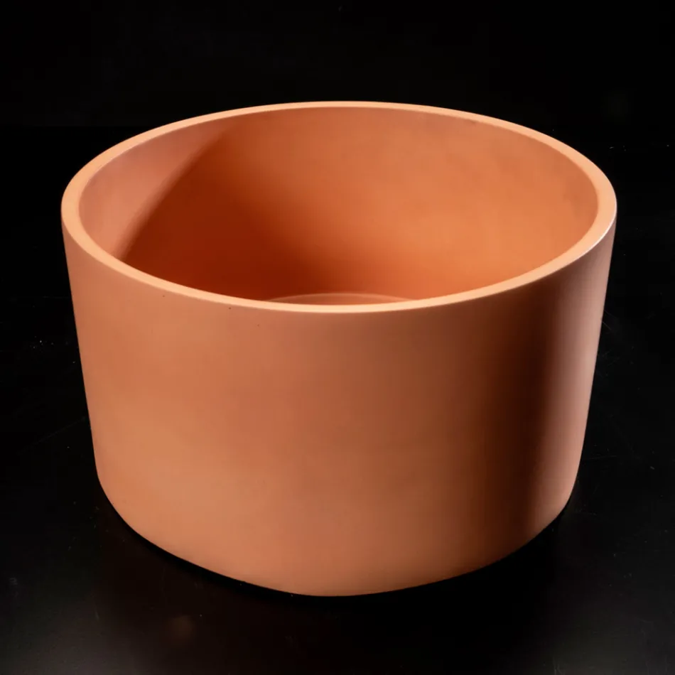 Vasque à Poser Ronde en Terrazzo Orange du Mali - Azalée Viadurini