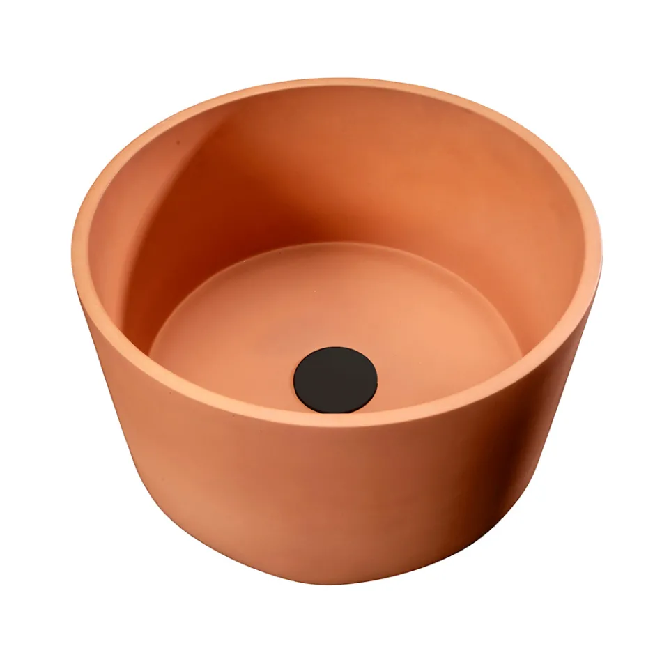 Vasque à Poser Ronde en Terrazzo Orange du Mali - Azalée Viadurini