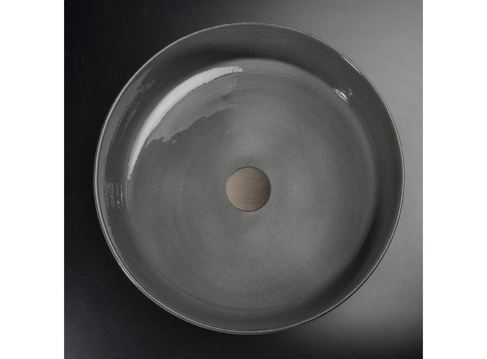 Lavabo rond en argile grise Made in Italy - Tatiana Viadurini