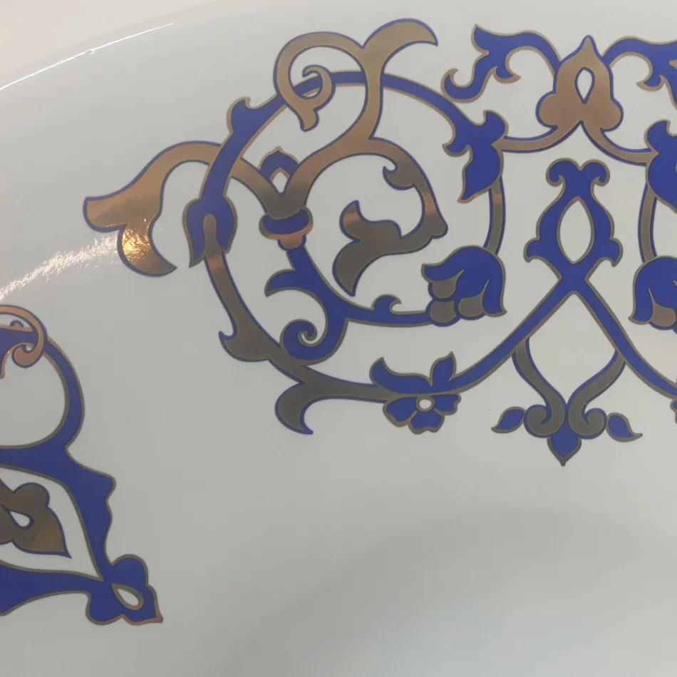 Lavabo semi-encastré avec décorations Bleu Cobalt et Or ou Or Fabriqué en Italie - Capatosta Viadurini