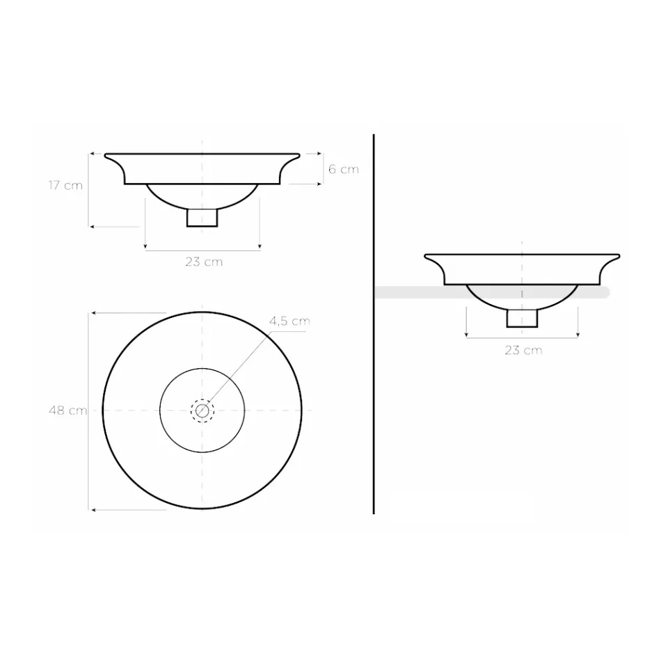 Lavabo semi-encastré avec décorations Bleu Cobalt et Or ou Or Fabriqué en Italie - Capatosta Viadurini