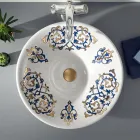 Lavabo semi-encastré avec décorations Bleu Cobalt et Or ou Or Fabriqué en Italie - Capatosta Viadurini