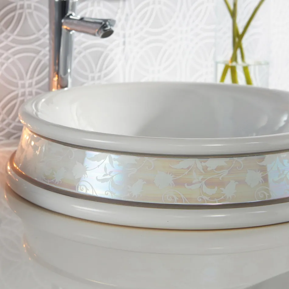 Lavabo de salle de bain semi-encastré en Fire Clay Made in Italy - Erasmo Viadurini