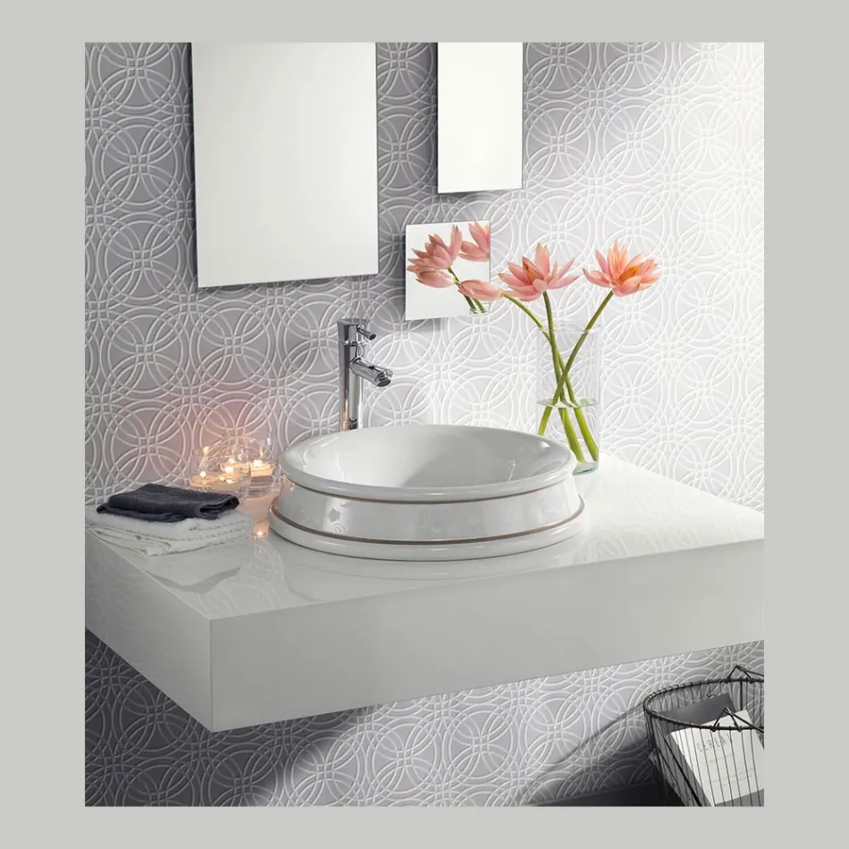 Lavabo de salle de bain semi-encastré en Fire Clay Made in Italy - Erasmo Viadurini