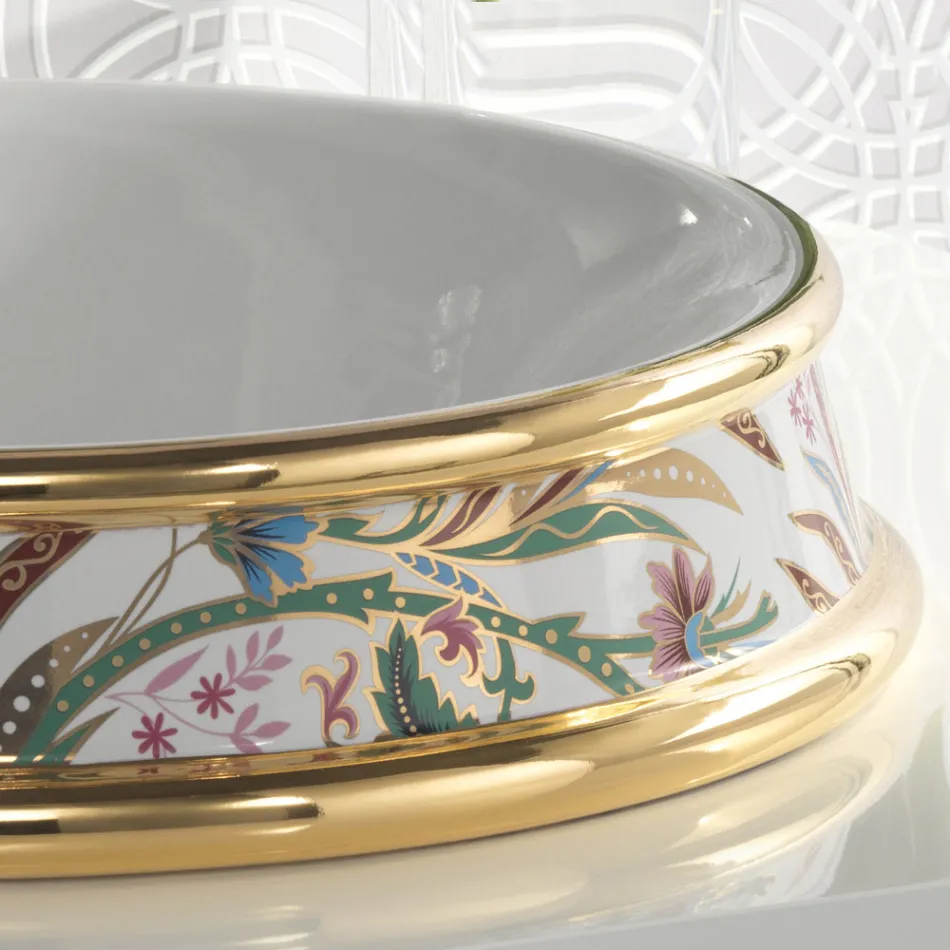 Lavabo semi-encastré en différentes finitions en Fire Clay Made in Italy - Erasmo Viadurini