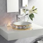 Lavabo semi-encastré en différentes finitions en Fire Clay Made in Italy - Erasmo Viadurini