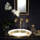 Lavabo semi-encastré en Fire Clay avec bande en différentes finitions - Botticino Viadurini