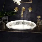 Lavabo semi-encastré en Fire Clay avec bande en différentes finitions - Botticino Viadurini