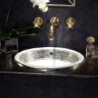 Lavabo semi-encastré en Fire Clay avec bande en différentes finitions - Botticino Viadurini