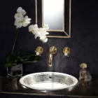 Lavabo semi-encastré en Fire Clay avec bande en différentes finitions - Botticino Viadurini