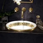 Lavabo semi-encastré en Fire Clay avec bande en différentes finitions - Botticino Viadurini