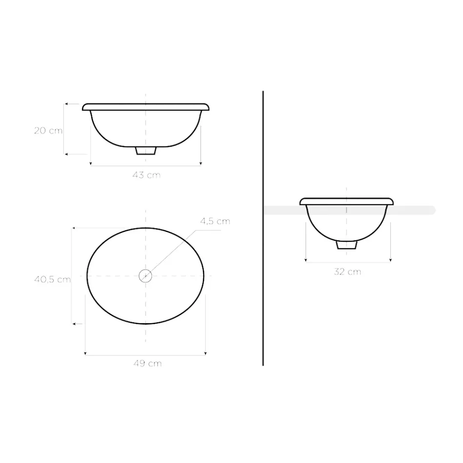 Lavabo semi-encastré en Fire Clay Brun Araldica Fabriqué en Italie - Botticino Viadurini