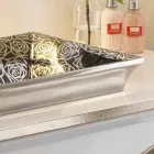 Evier semi-encastré en terre cuite moderne décorée à la main en Italie, Guido Viadurini