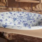 Lavabo semi-encastré en terre réfractaire peinte à la main Made in Italy - Principe Viadurini