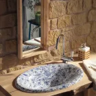 Lavabo semi-encastré en terre réfractaire peinte à la main Made in Italy - Principe Viadurini