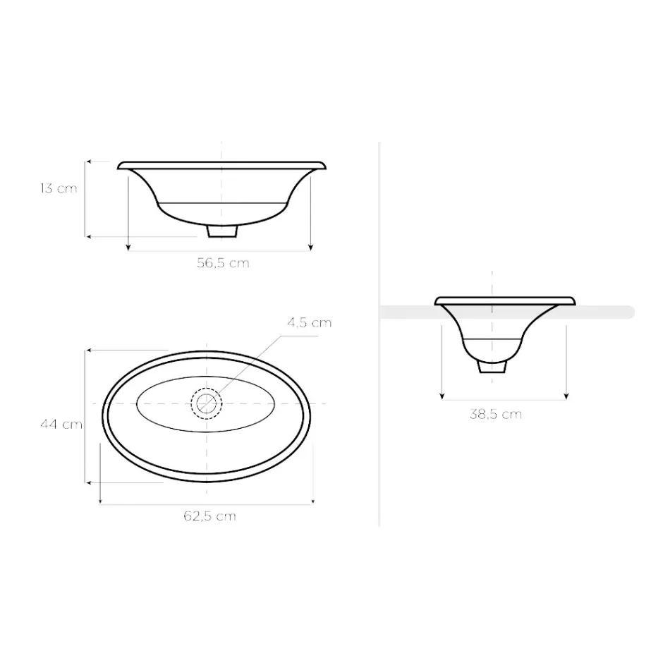 Lavabo semi-encastré en terre réfractaire peinte à la main Made in Italy - Principe Viadurini