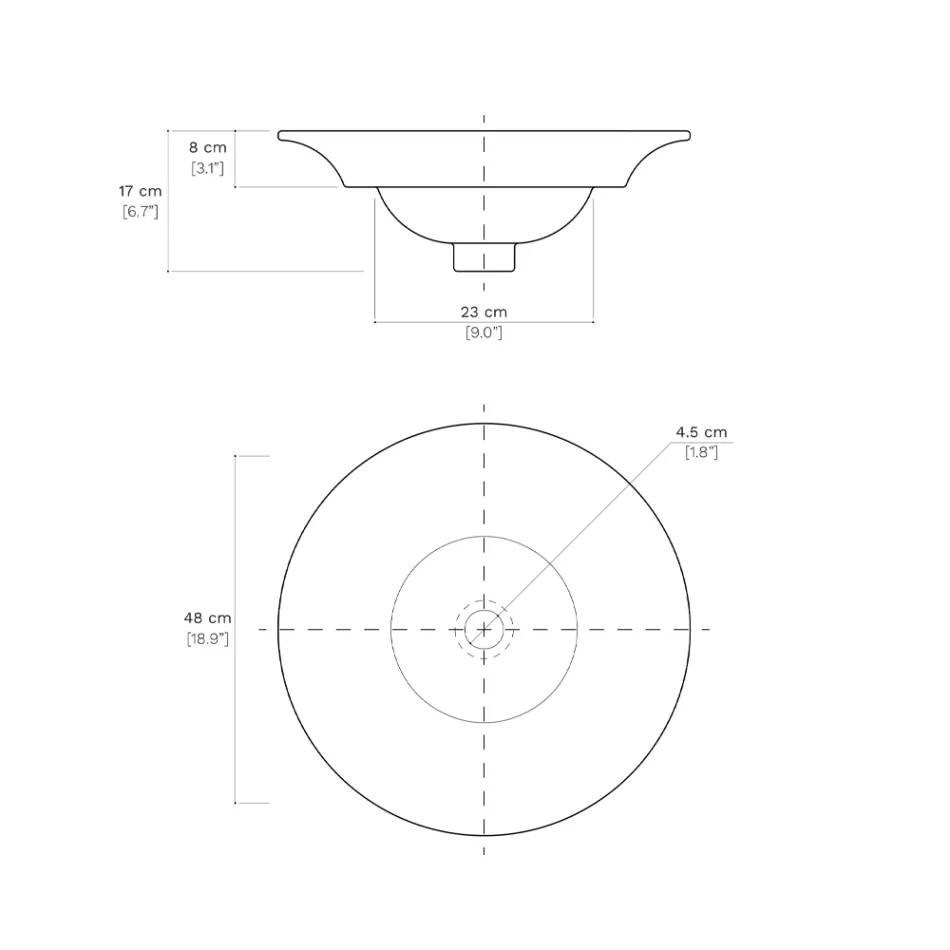 Vasque semi-encastrée en porcelaine française de première qualité - Pausa Viadurini