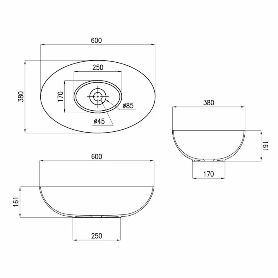 Vasque à poser sphérique en céramique Ø60cm Made in Italy Leivi Viadurini