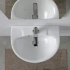 Lavabo mural en céramique blanche au design moderne et élégant - Silica Viadurini
