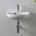 Lavabo mural en céramique blanche au design moderne et élégant - Silica Viadurini