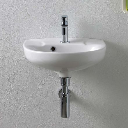 Lavabo mural en céramique blanche au design moderne et élégant - Silica Viadurini