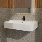 Lavabo suspendu en céramique avec porte-serviettes en option fabriqué en Italie - Graffa Viadurini