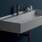 Lavabo suspendu en céramique design moderne Sun 100x45 cm fabriqué en Italie Viadurini