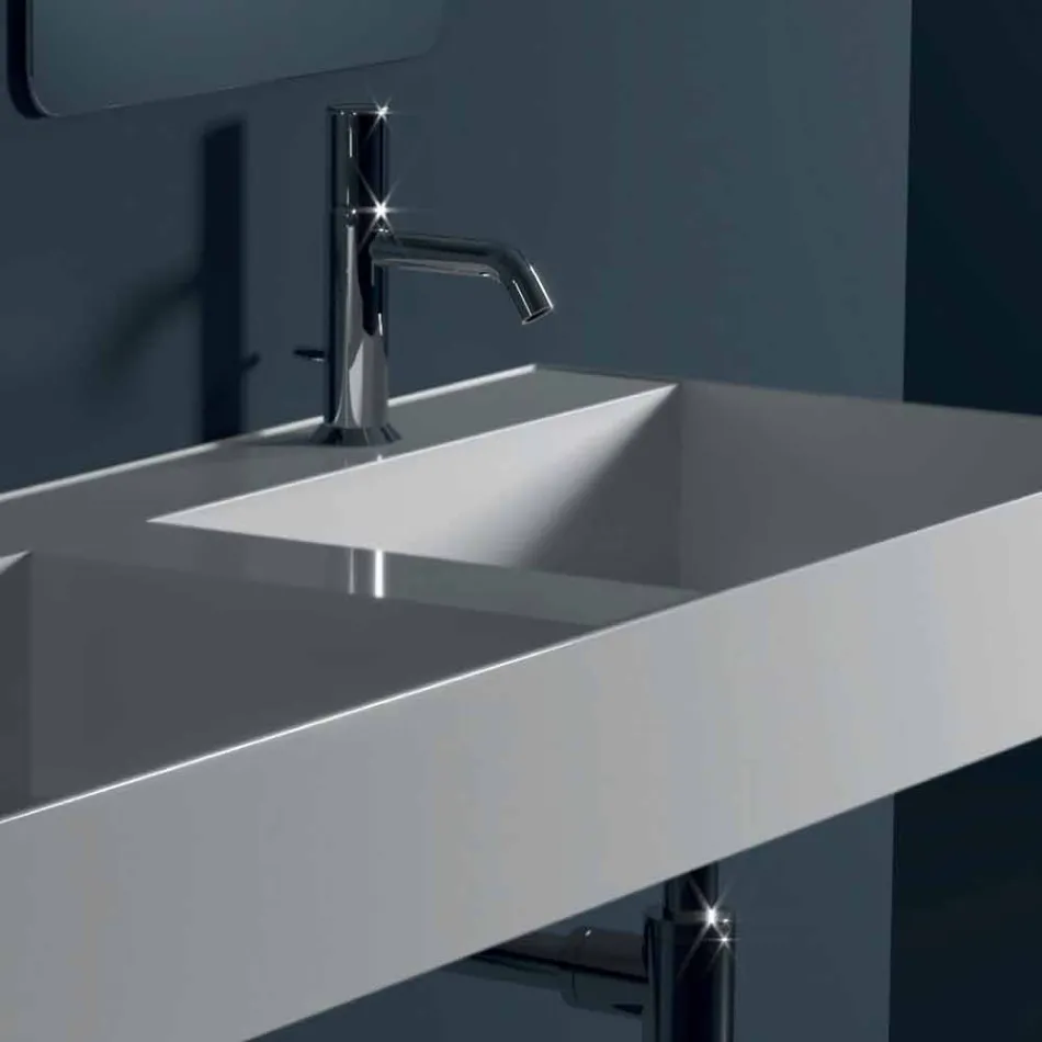 Lavabo mural en céramique design moderne Sun 120x45 cm fabriqué en Italie Viadurini