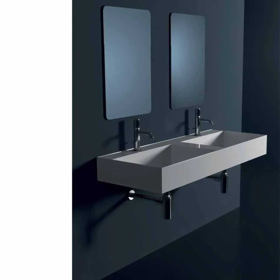 Lavabo mural en céramique design moderne Sun 120x45 cm fabriqué en Italie Viadurini