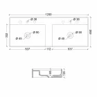 Lavabo mural en céramique design moderne Sun 120x45 cm fabriqué en Italie Viadurini