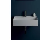 Lavabo suspendu en céramique design moderne Sun 60x45 cm, fabriqué en Italie Viadurini