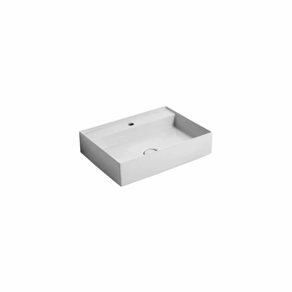 Lavabo suspendu en céramique design moderne Sun 60x45 cm, fabriqué en Italie Viadurini