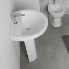 Lavabo sur pied en céramique blanche au design moderne et élégant - Silica Viadurini