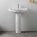 Lavabo sur pied monotrou en céramique blanche au design classique - Silice