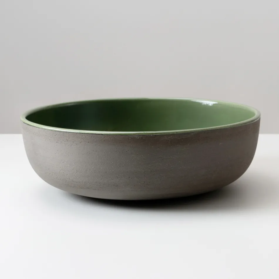 Vasque à poser en Raku foncé, fabriquée en Italie - Gouttière Viadurini