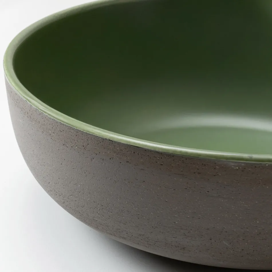 Vasque à poser en Raku foncé, fabriquée en Italie - Gouttière Viadurini